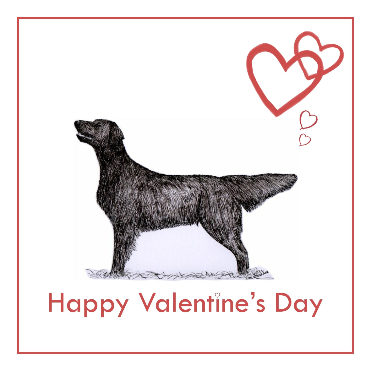 Flatcoat Retriever Valentine's Day Card PERSONALISATION AVAILABLE