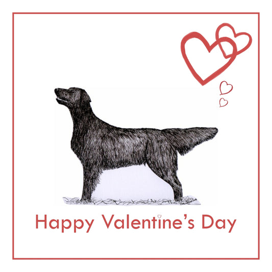 Flatcoat Retriever Valentine's Day Card PERSONALISATION AVAILABLE