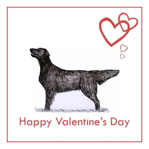 Flatcoat Retriever Valentine's Day Card PERSONALISATION AVAILABLE