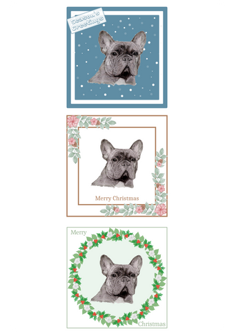 French Bulldog (A) Christmas Card Choice of 3 Card Designs Single or Multi Pack