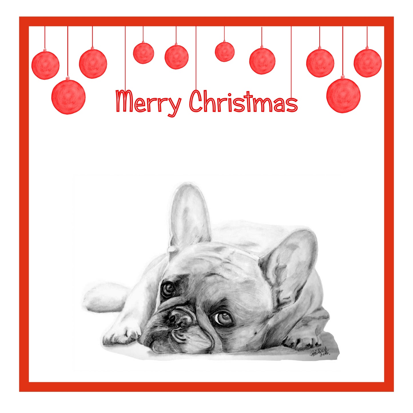 French Bulldog (B) Christmas Cards Pack of 6