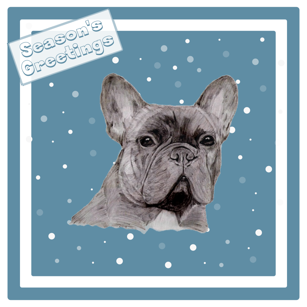 French Bulldog (A) Christmas Card Choice of 3 Card Designs Single or Multi Pack