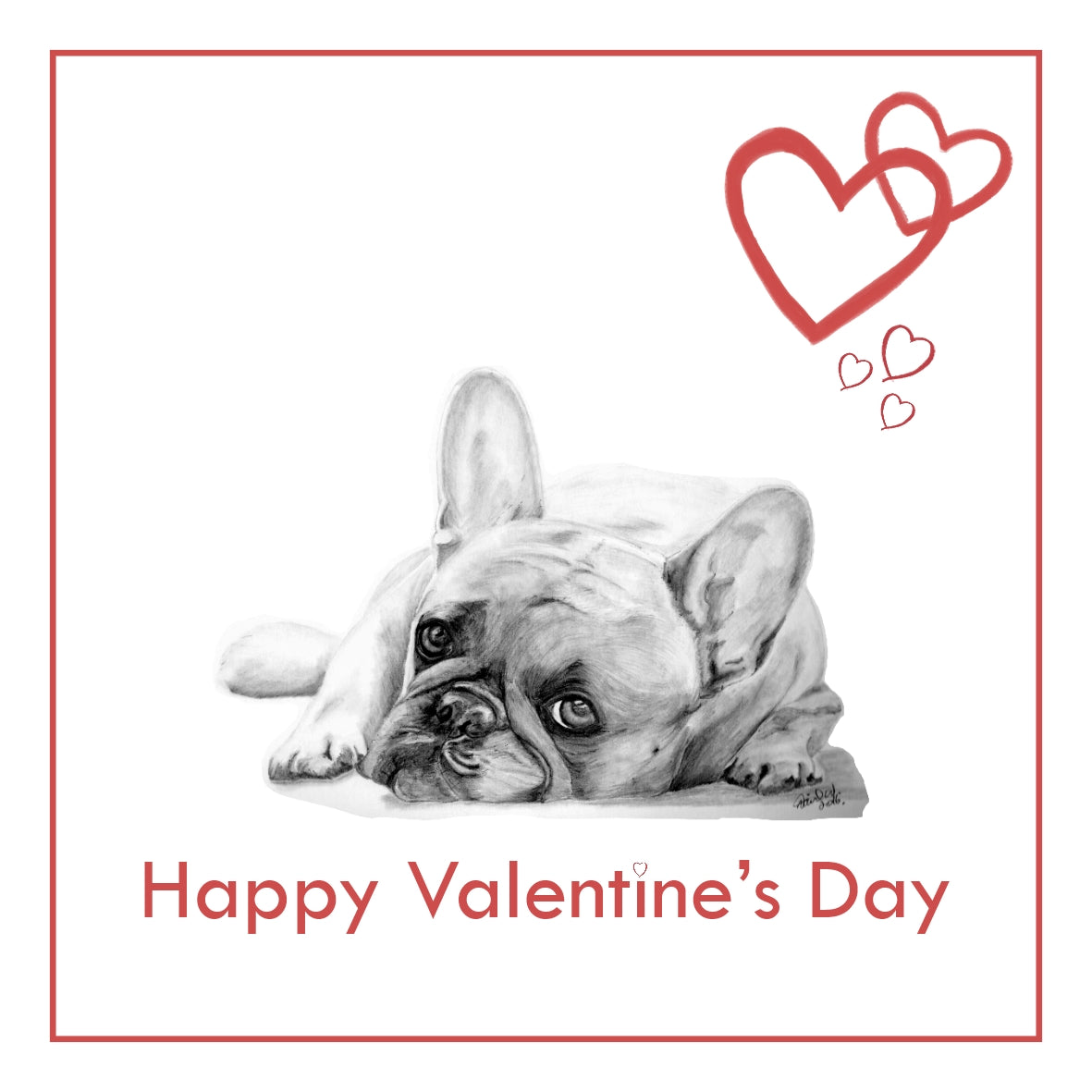 French Bulldog Valentine's Day Card PERSONALISATION AVAILABLE