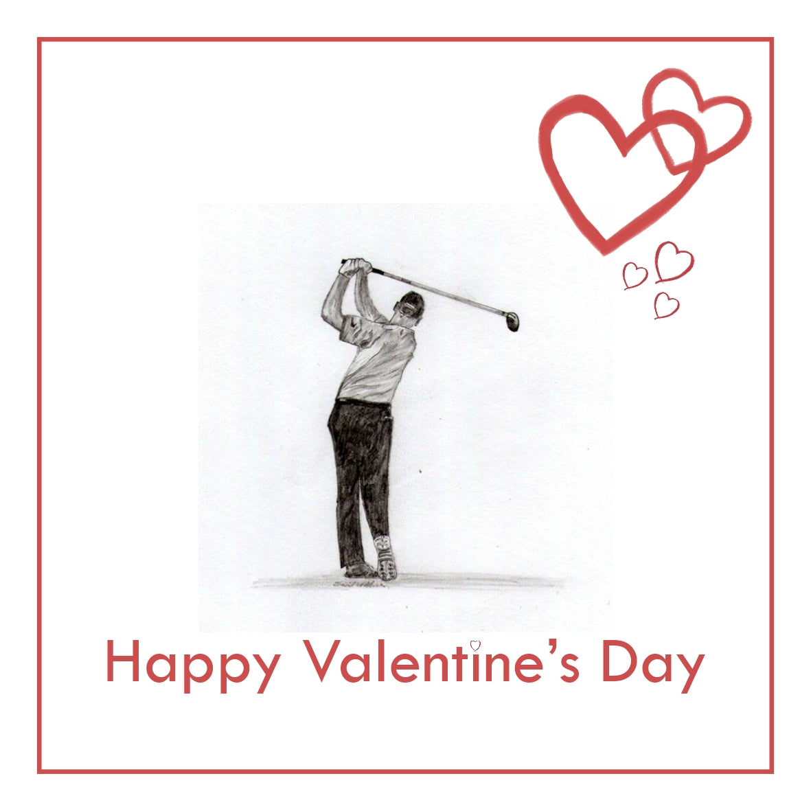 Golfer Valentine's Day Card PERSONALISATION AVAILABLE