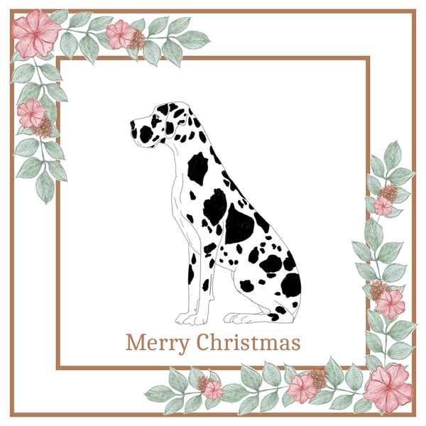 Harlequin Great Dane Christmas Card Choice of 3 Card Designs Single or Multi Pack