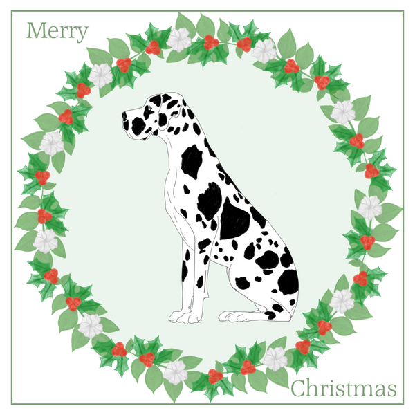 Harlequin Great Dane Christmas Card Choice of 3 Card Designs Single or Multi Pack