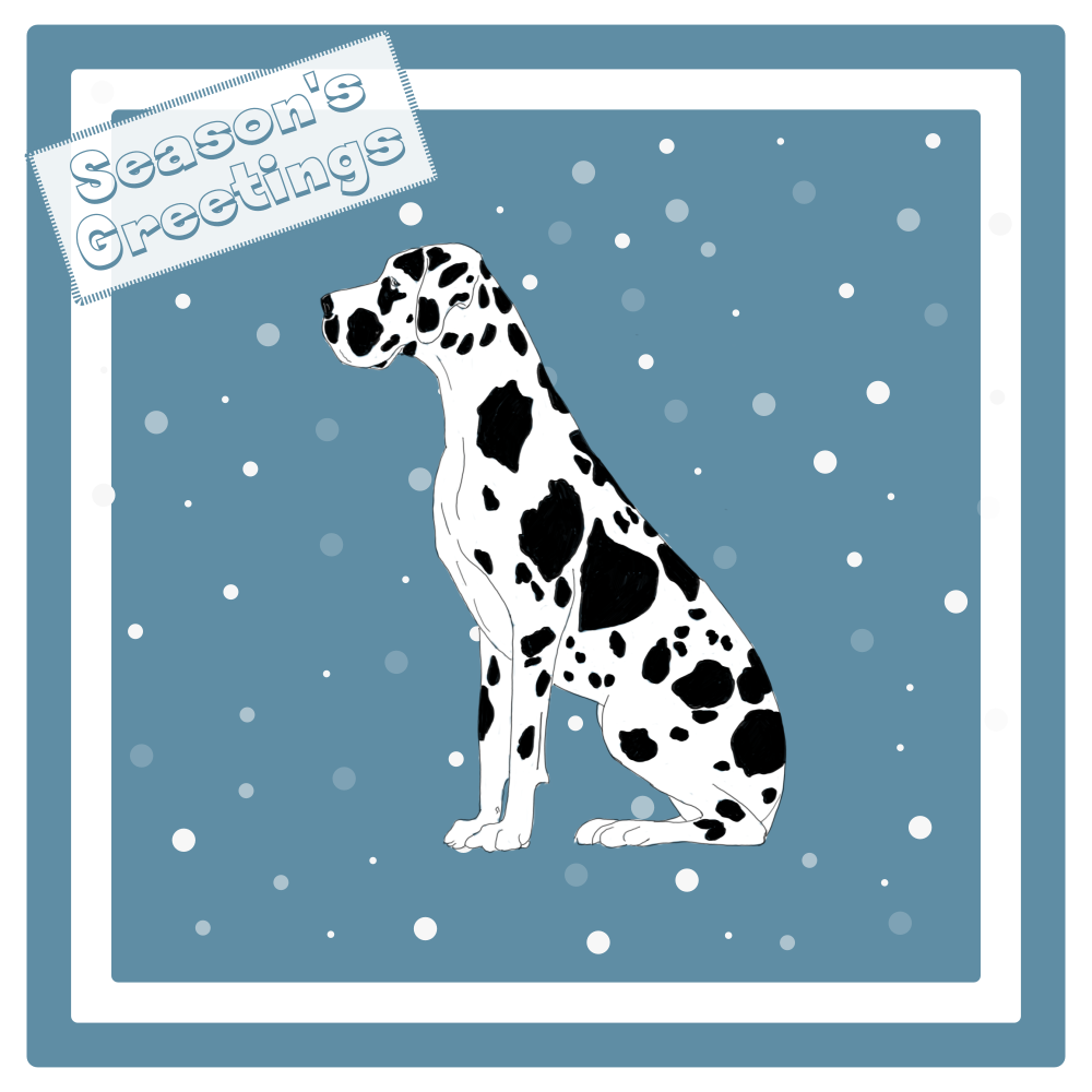 Harlequin Great Dane Christmas Card Choice of 3 Card Designs Single or Multi Pack