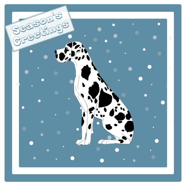 Harlequin Great Dane Christmas Card Choice of 3 Card Designs Single or Multi Pack