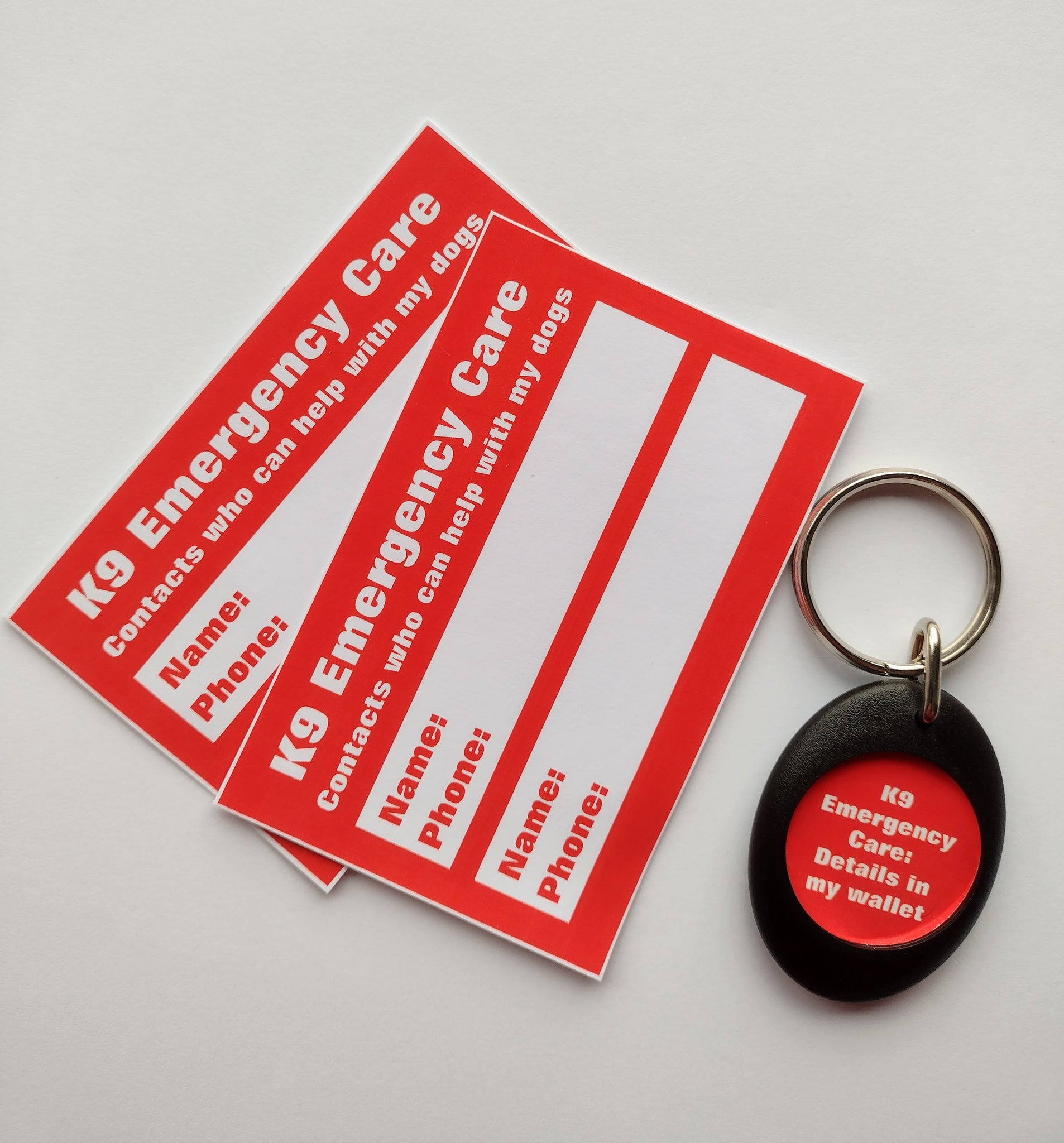 K9 Emergency Care Contact Keyring & Cards by Curiosity Crafts for Dogs/Pets