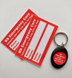K9 Emergency Care Contact Keyring & Cards by Curiosity Crafts for Dogs/Pets