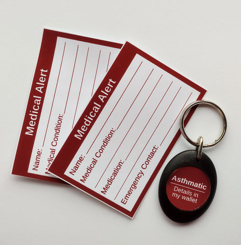 Asthmatic Medical Alert Keyring and Cards