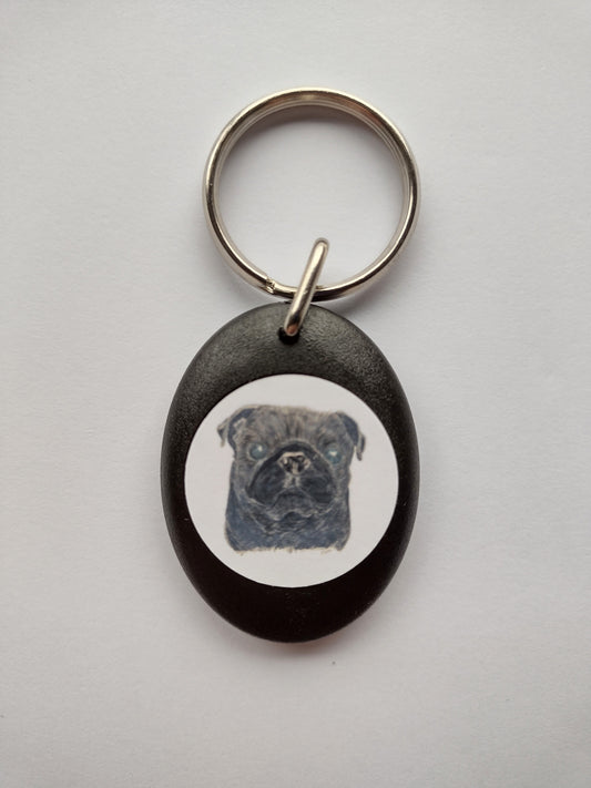 Black Pug Keyring