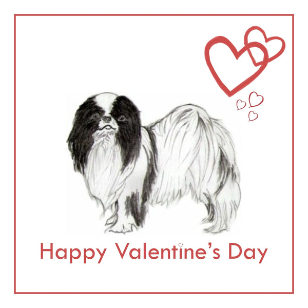 Japanese Chin Valentine's Day Card PERSONALISATION AVAILABLE