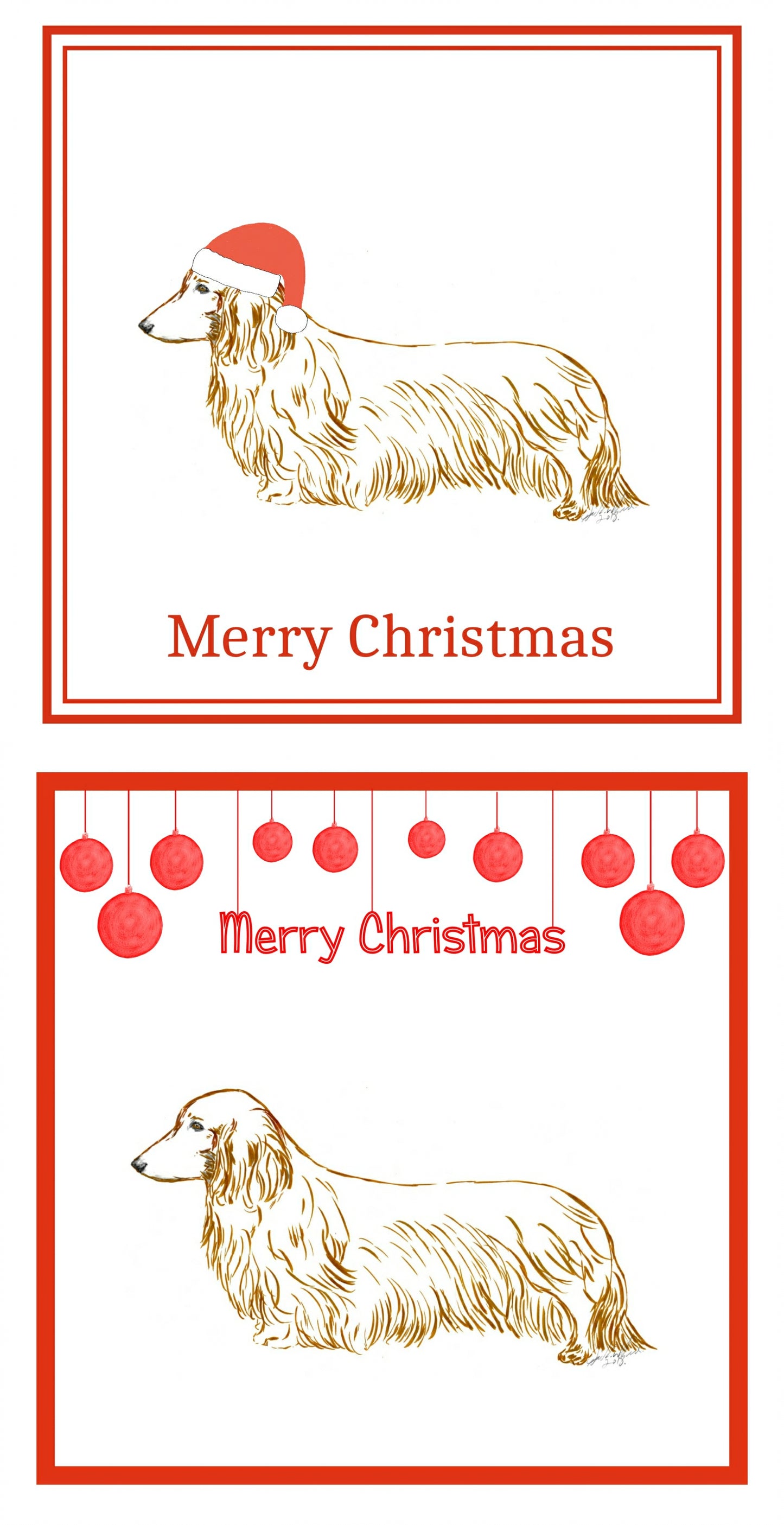 L/H Dachshund Christmas Cards Pack of 6