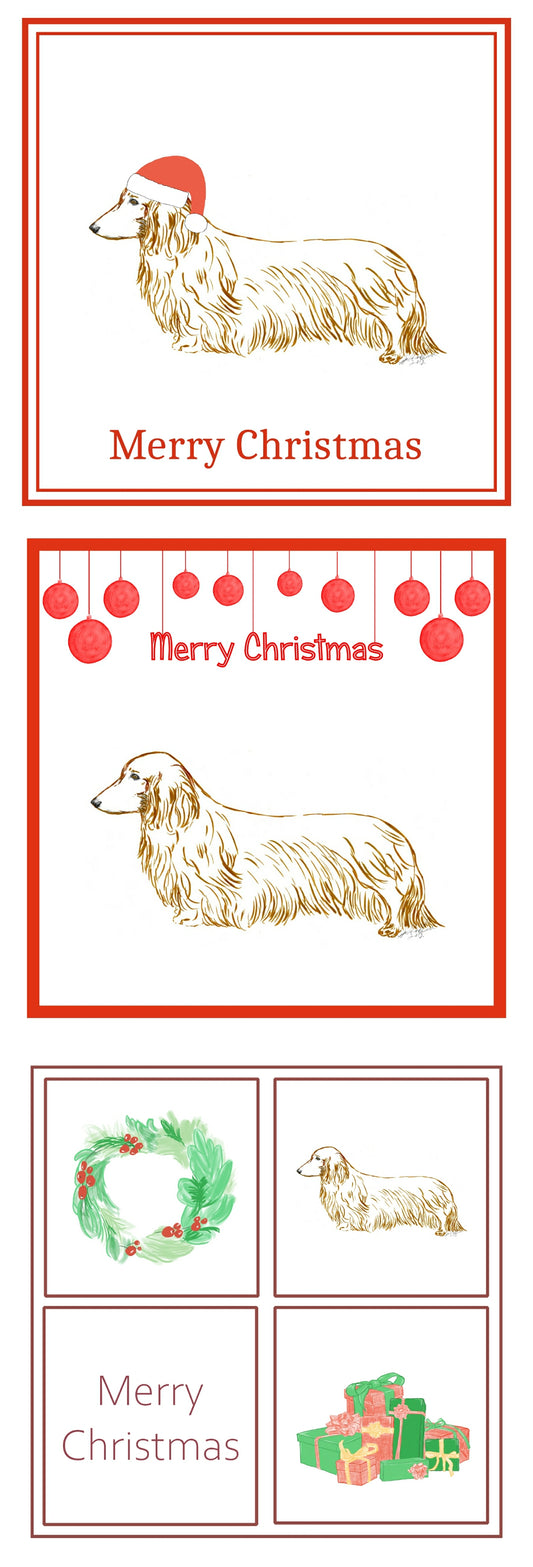 L/H Dachshund Christmas Card Choice of 3
