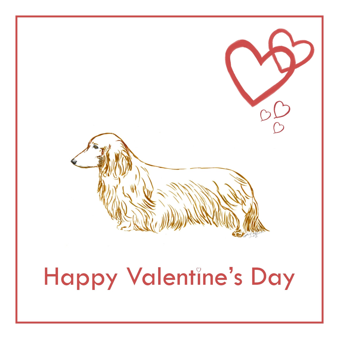 L/H Dachshund Valentine's Day Card PERSONALISATION AVAILABLE