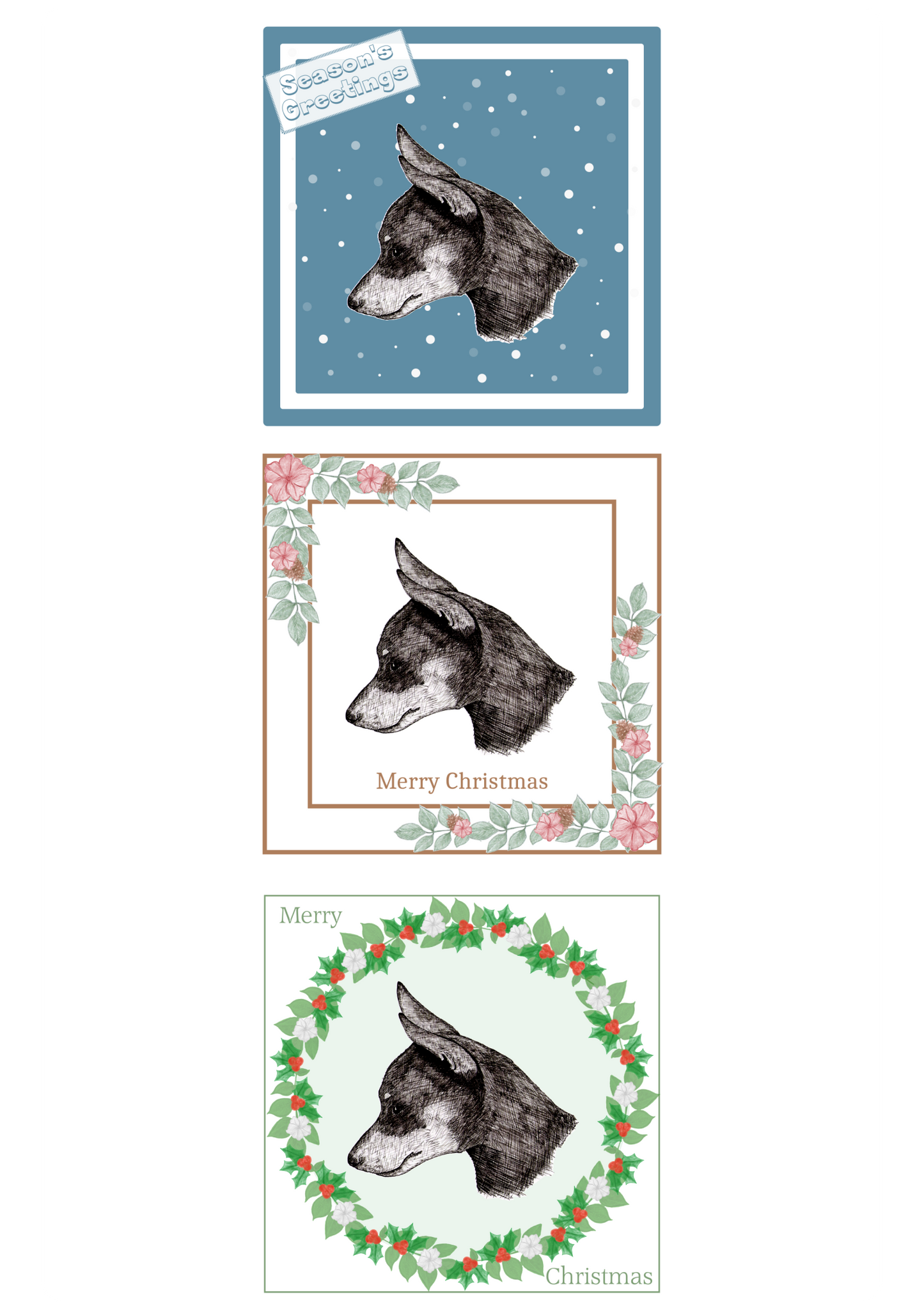 Miniature Pinscher Christmas Card Choice of 3 Card Designs Single or Multi Pack