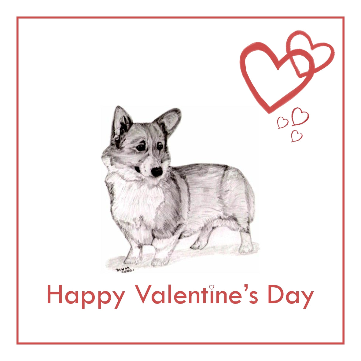 Pembroke Welsh Corgi Valentine's Day Card PERSONALISATION AVAILABLE