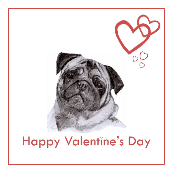 Pug Valentine's Day Card PERSONALISATION AVAILABLE