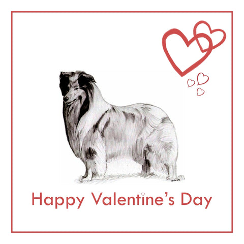 Rough Collie Valentine's Day Card PERSONALISATION AVAILABLE