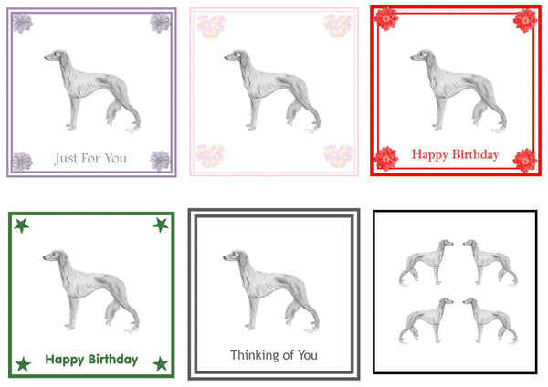 Saluki Greeting Card Choice of 6 Designs BIRTHDAY, THINKING OF YOU, BLANK