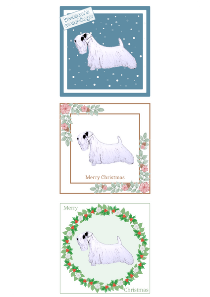 Sealyham Terrier Christmas Card Choice of 3 Card Designs Single or Multi Pack