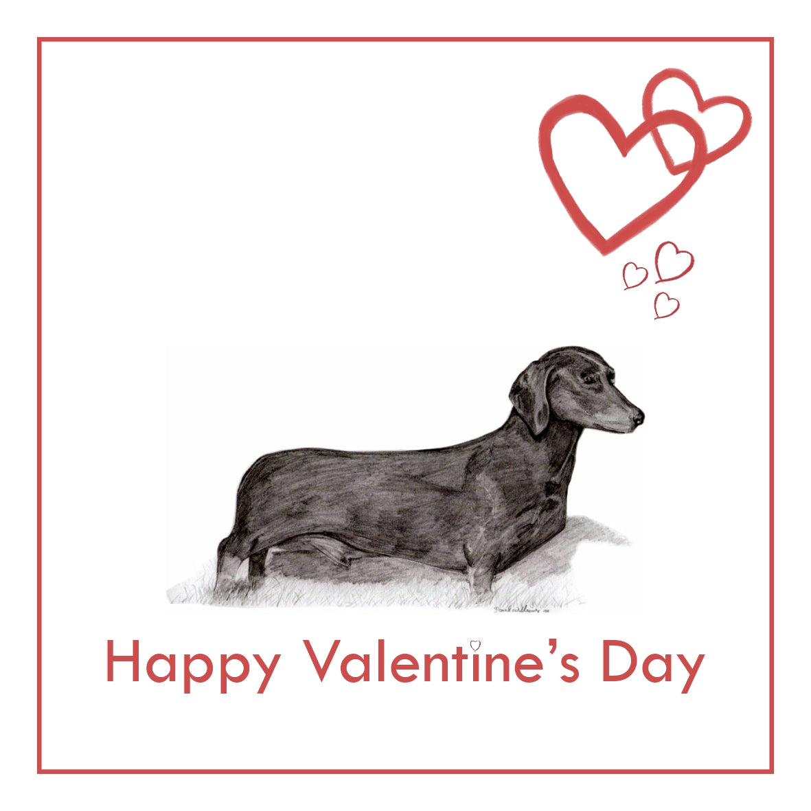 S/H Dachshund Valentine's Day Card PERSONALISATION AVAILABLE