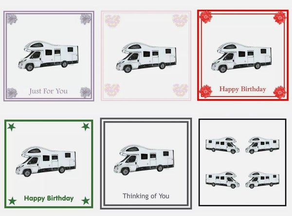 Motorhome Greeting Card Choice of 6 Designs BIRTHDAY, THINKING OF YOU, BLANK