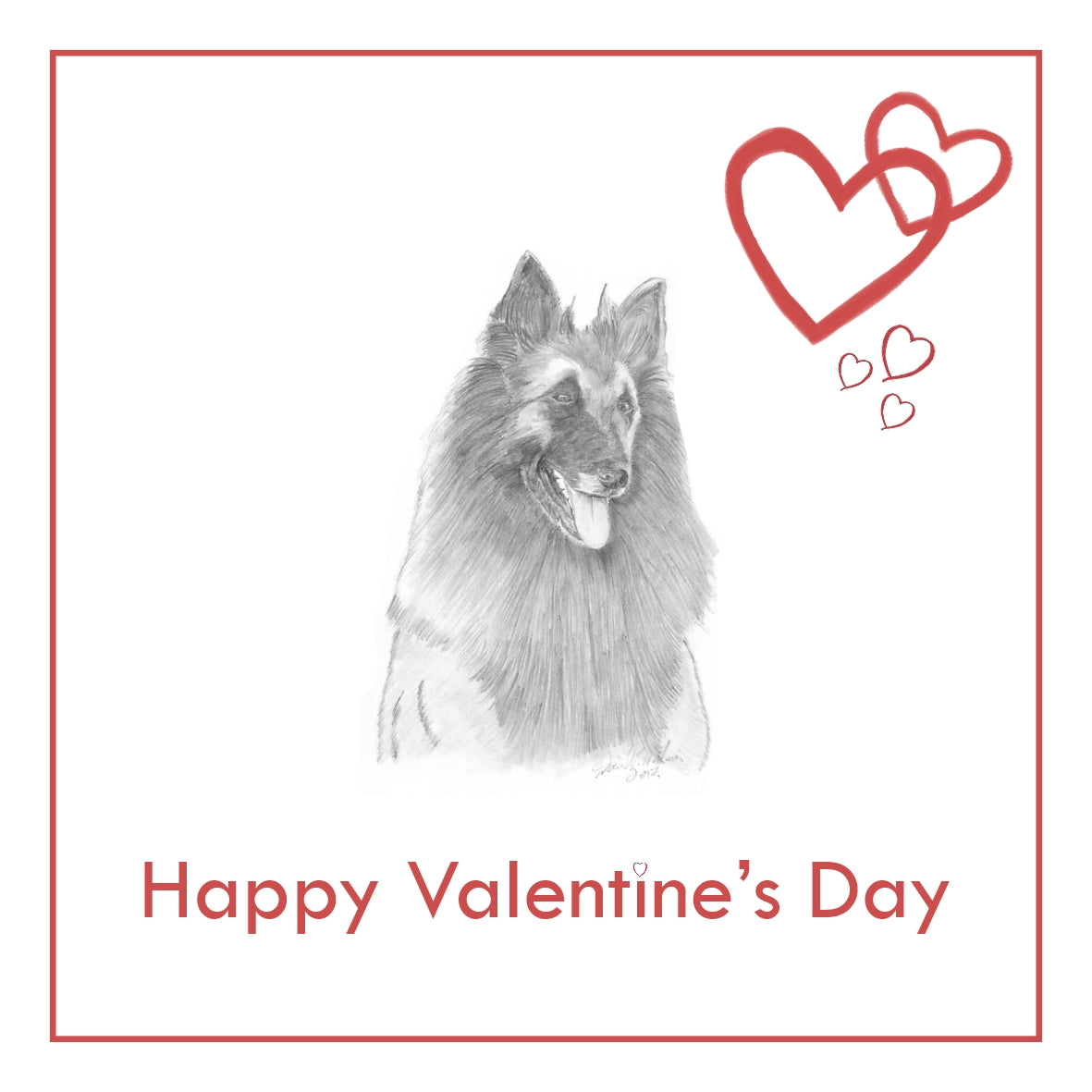 Belgian Shepherd Dog (Tervueren) Valentine's Day Card PERSONALISATION AVAILABLE