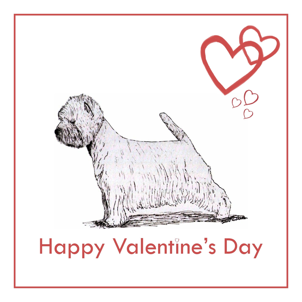 West Highland White Terrier Valentine's Day Card PERSONALISATION AVAILABLE