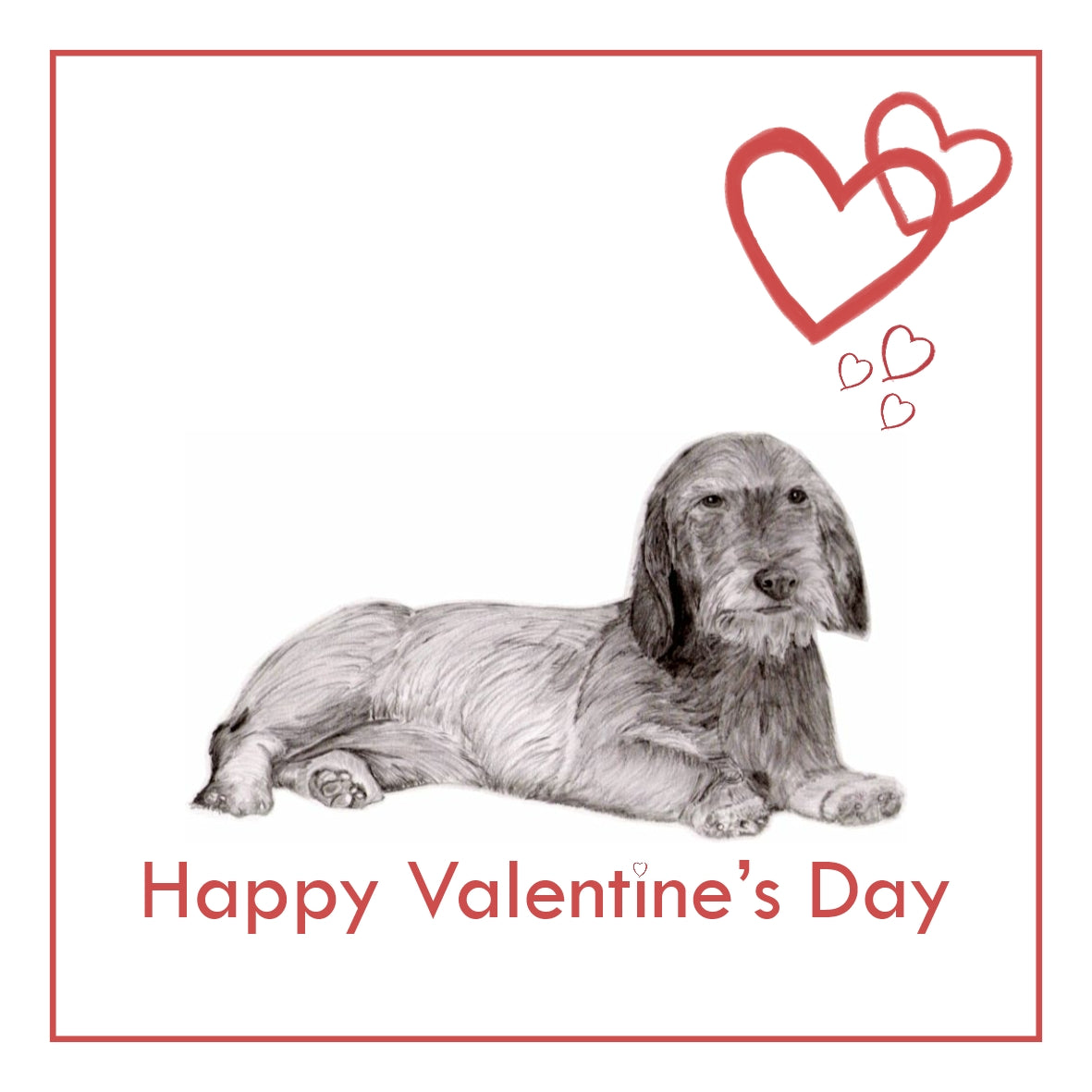 W/H Dachshund Valentine's Day Card PERSONALISATION AVAILABLE