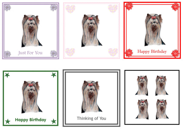 Yorkshire Terrier Greeting Card Choice of 6 Designs BIRTHDAY, THINKING OF YOU, BLANK