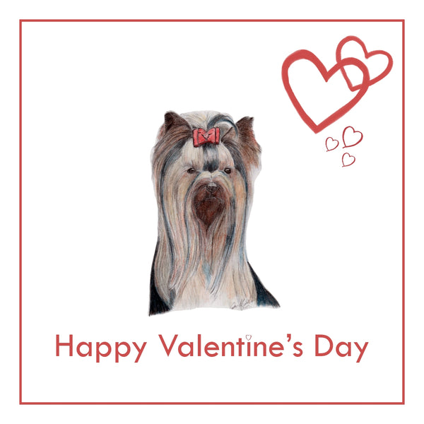 Yorkshire Terrier Valentine's Day Card PERSONALISATION AVAILABLE