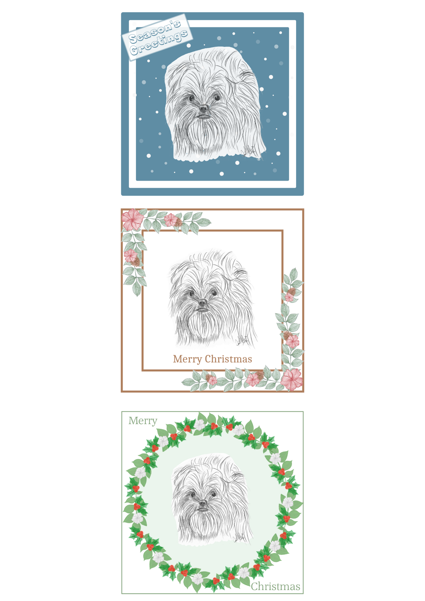 Affenpinscher Christmas Card Choice of 3 Card Designs Single or Multi Pack