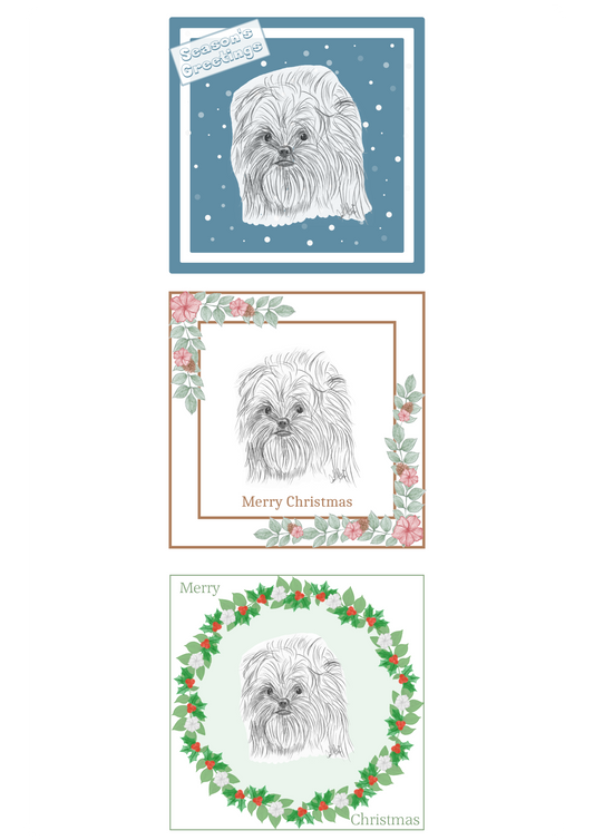 Affenpinscher Christmas Card Choice of 3 Card Designs Single or Multi Pack