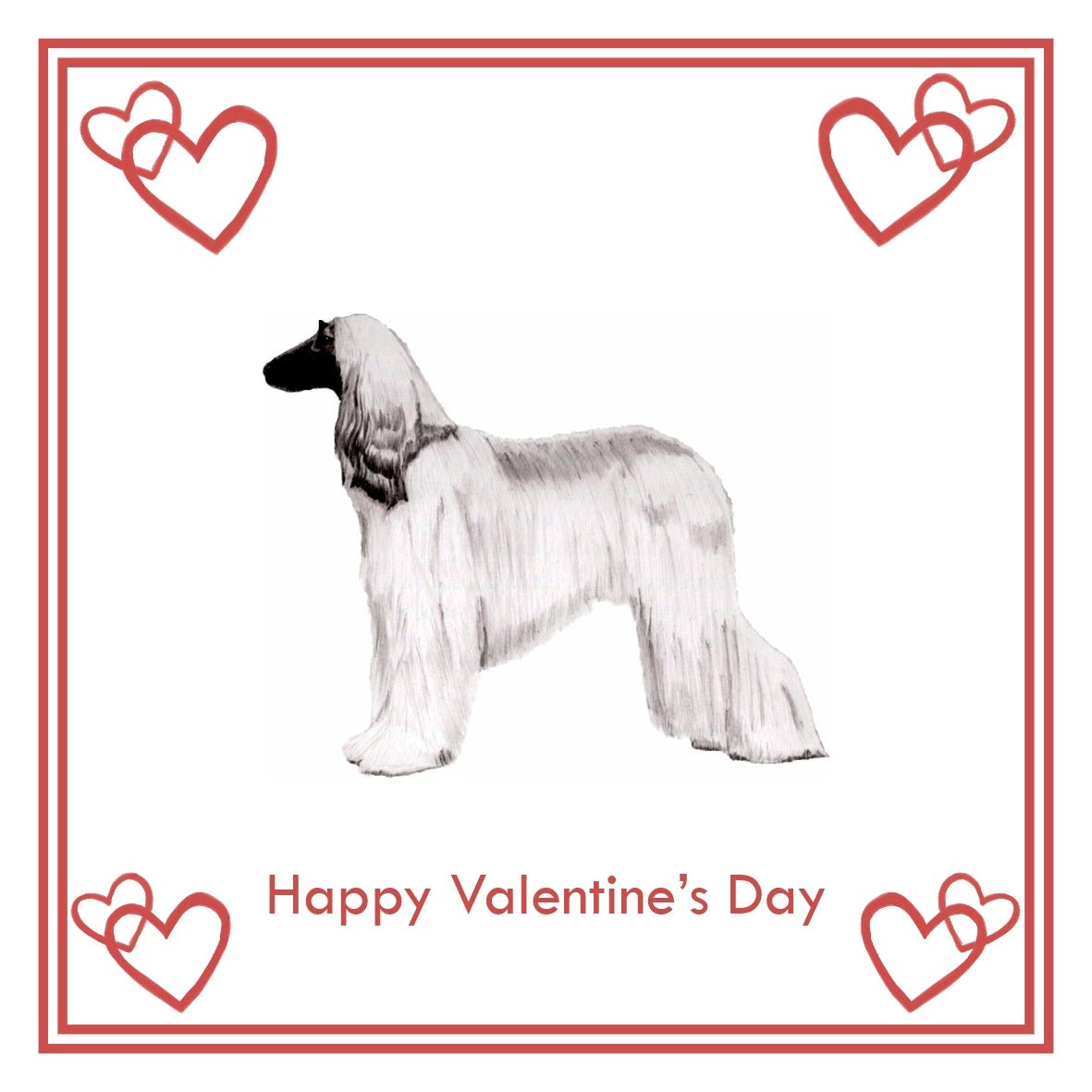 Afghan Hound Valentine's Day Card Choice of 3 PERSONALISATION AVAILABLE