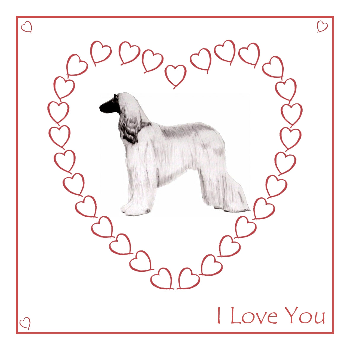 Afghan Hound Valentine's Day Card Choice of 3 PERSONALISATION AVAILABLE