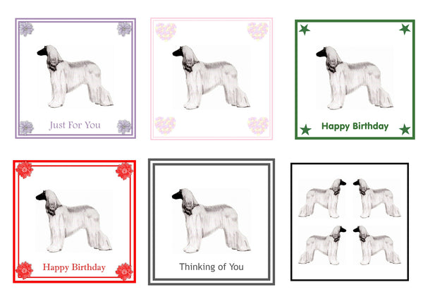 Afghan Hound Greeting Card Choice of 6 Designs BIRTHDAY, THINKING OF YOU, BLANK