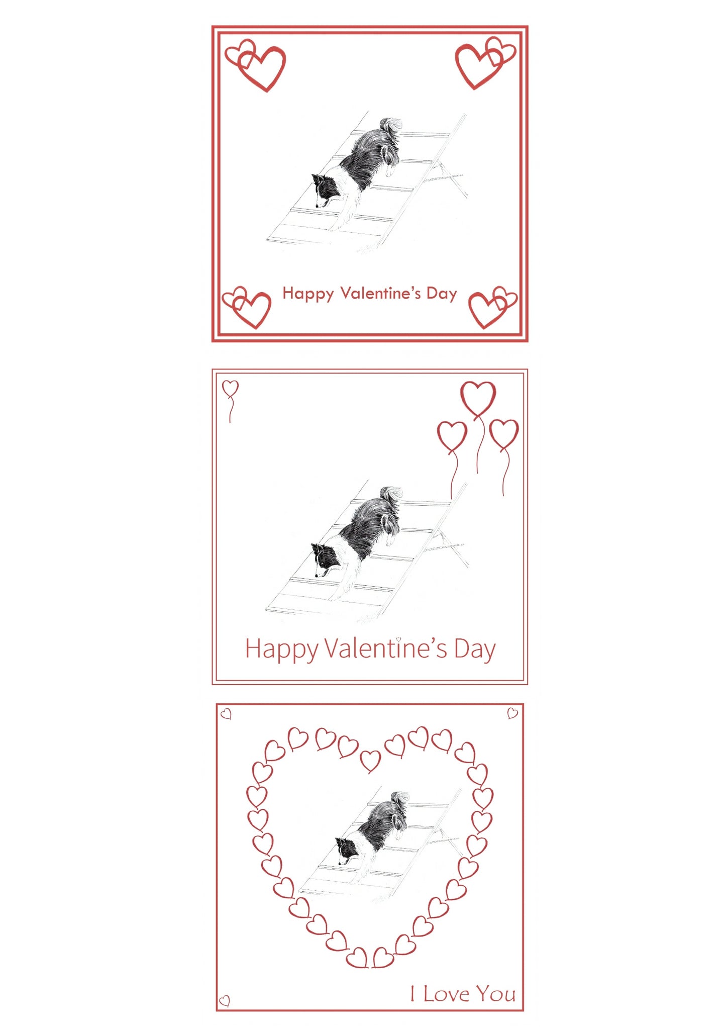 Agility Dog Valentine's Day Card Choice of 3 PERSONALISATION AVAILABLE