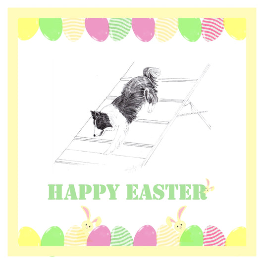 Agility Dog Easter Card 1 Card or Pack of 3 Cards