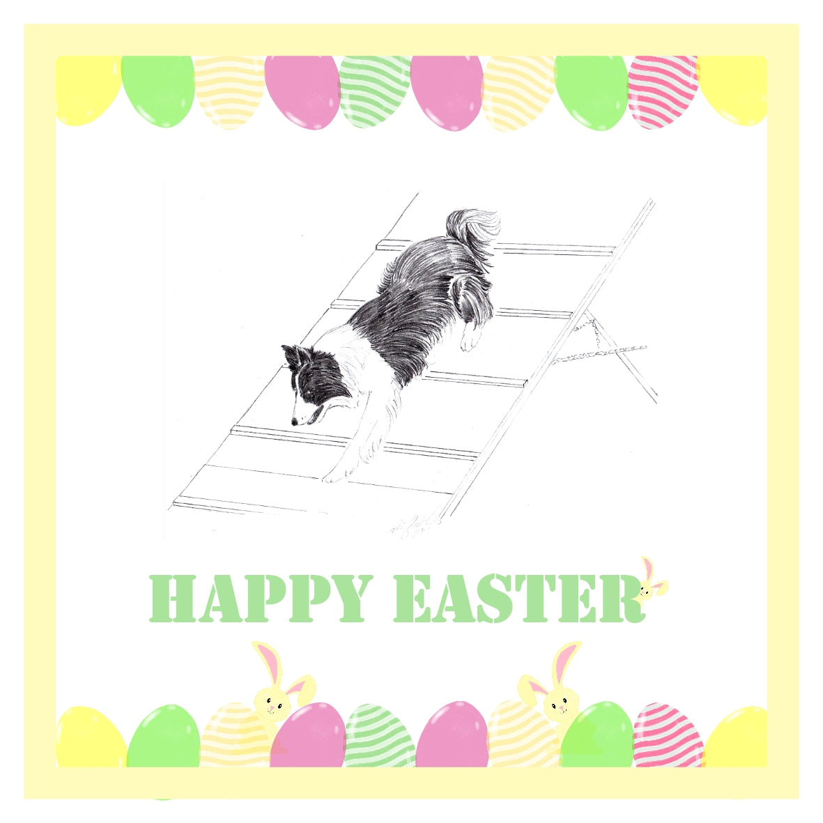 Agility Dog Easter Card 1 Card or Pack of 3 Cards