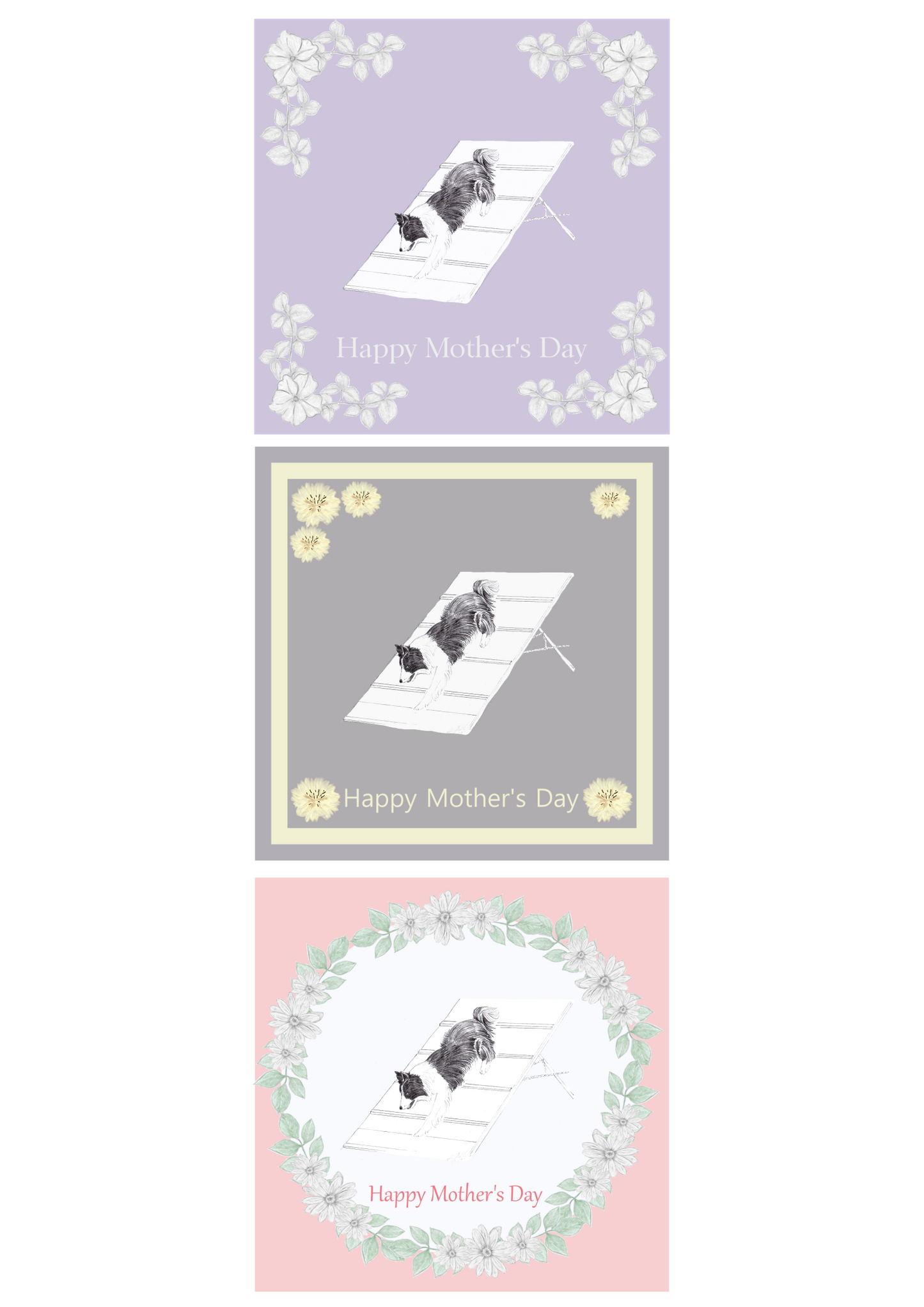 Agility Dog Collie Mother's Day Card Hand Made