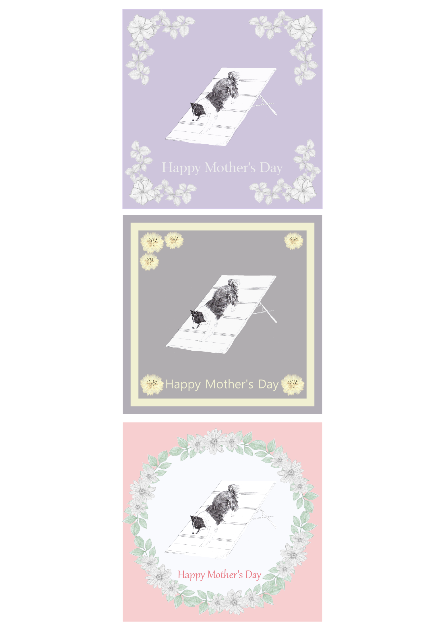 Agility Dog Collie Mother's Day Card Hand Made