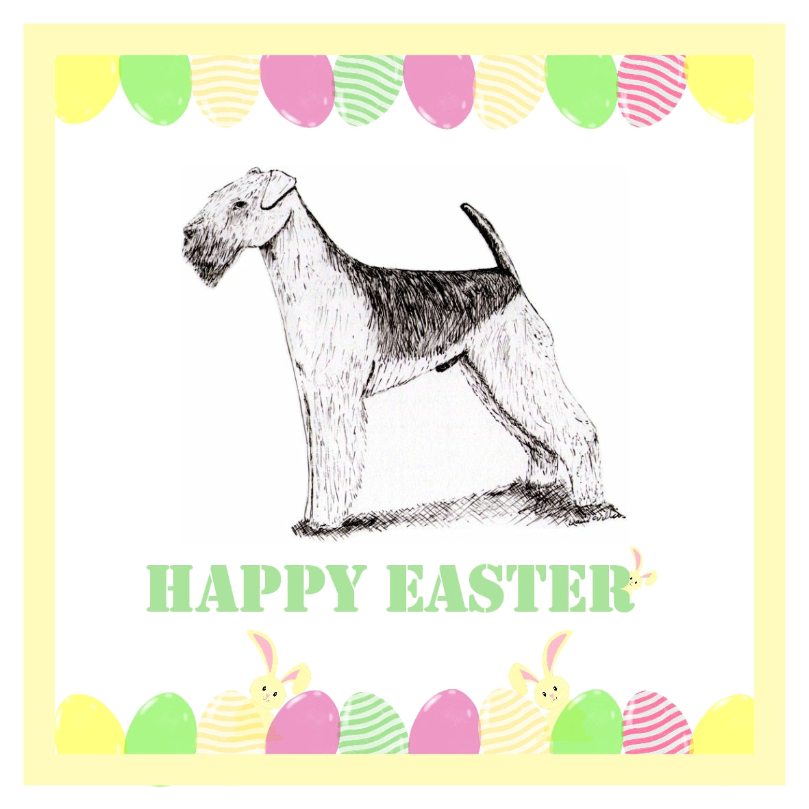 Airedale Terrier Easter Card 1 Card or Pack of 3 Cards