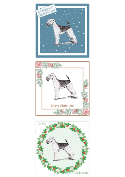 Airedale Terrier Christmas Card Choice of 3 Card Designs Single or Multi Pack