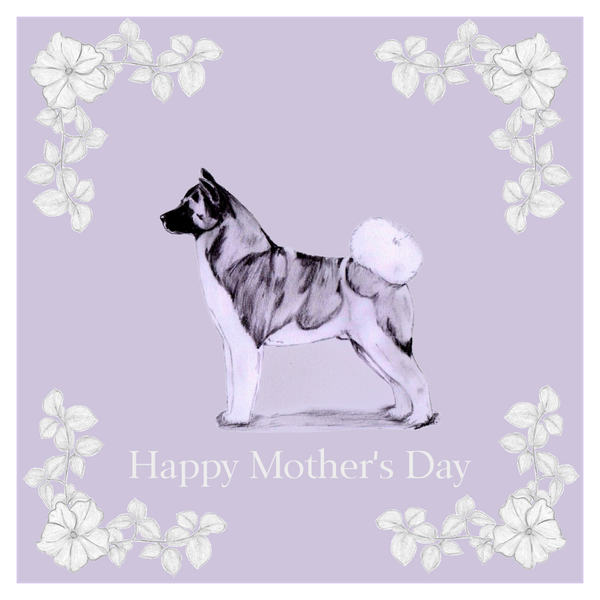 Akita Mother's Day Card Hand Made