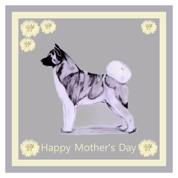 Akita Mother's Day Card Hand Made