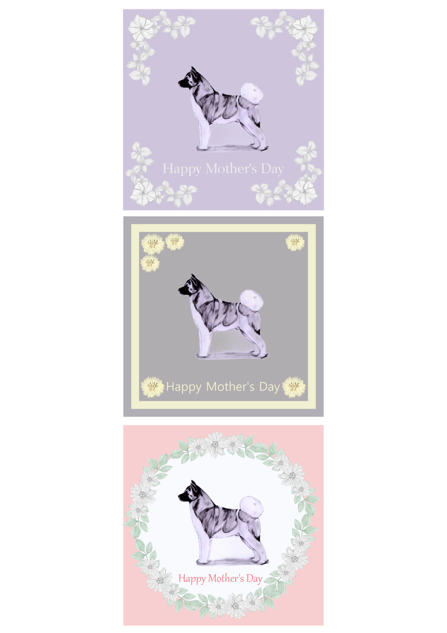 Akita Mother's Day Card Hand Made