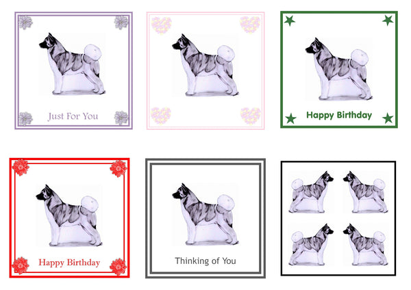 Akita Greeting Card Choice of 6 Designs BIRTHDAY, THINKING OF YOU, BLANK