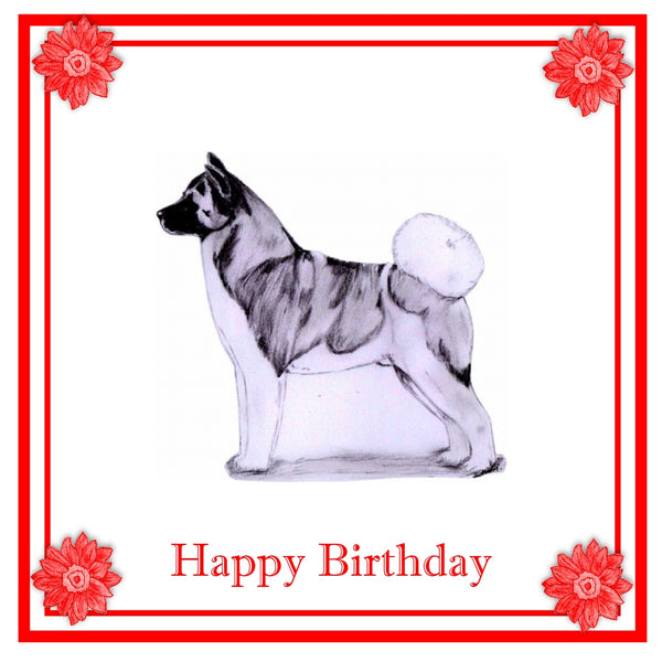 Akita Greeting Card Choice of 6 Designs BIRTHDAY, THINKING OF YOU, BLANK